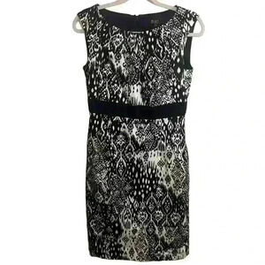 Alex Marie Size 4 Black/White Career Sleeveless Textured Lined Sheath Dress